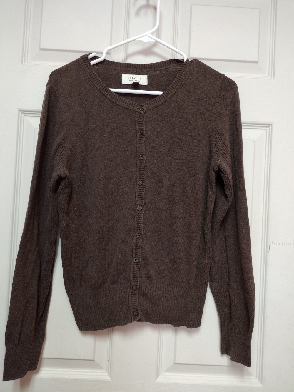 Sonoma Women's Brown Button-Front Sweater